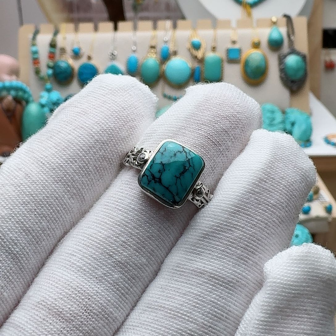 绿松石珠宝奇石银S925镶嵌