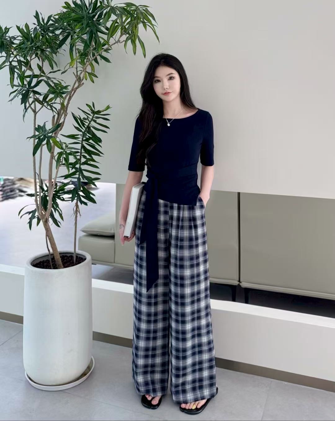 休闲风性感风时尚套装拼接泡泡袖复古风宫廷风lulu风