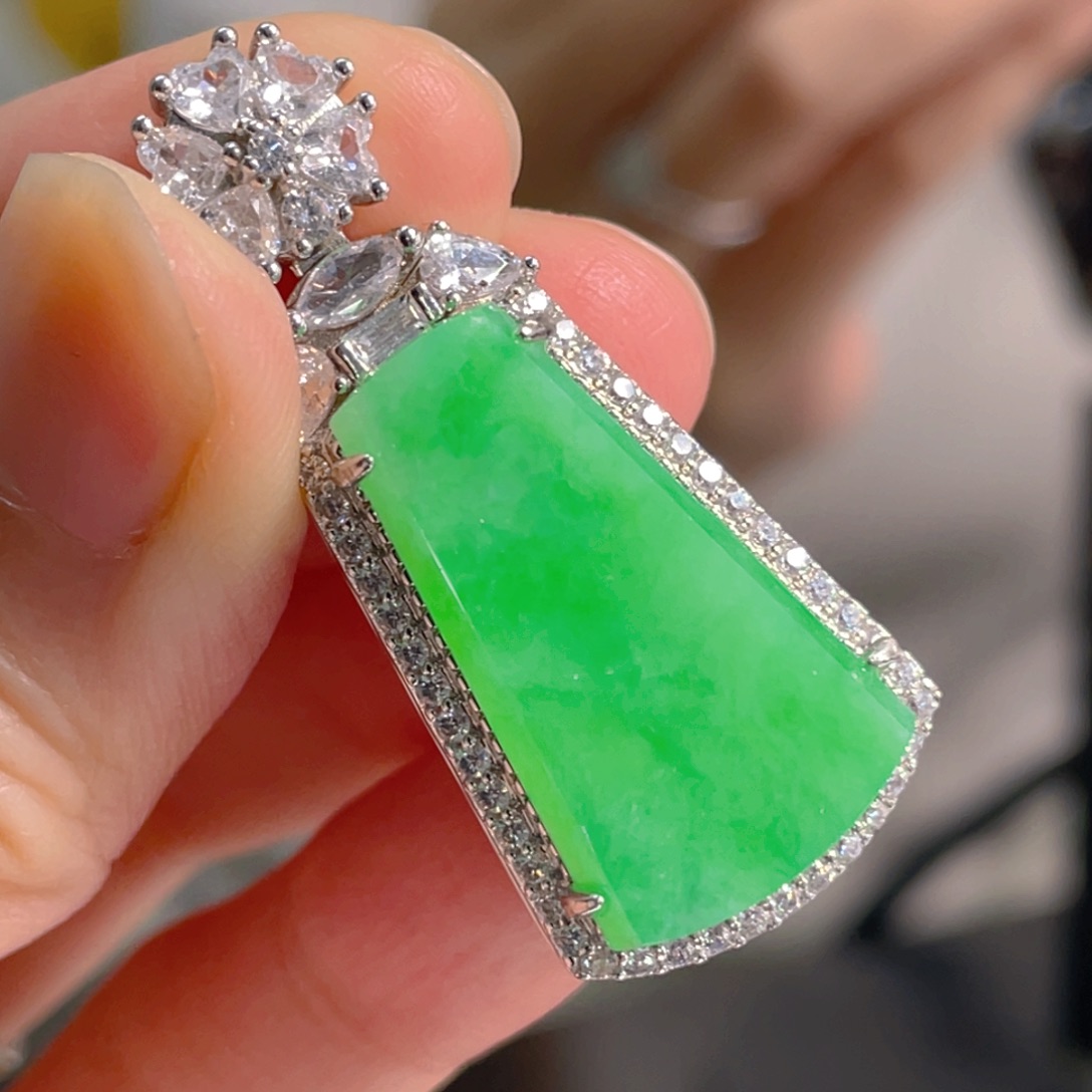 翡翠银S925镶嵌吊坠(不含链)