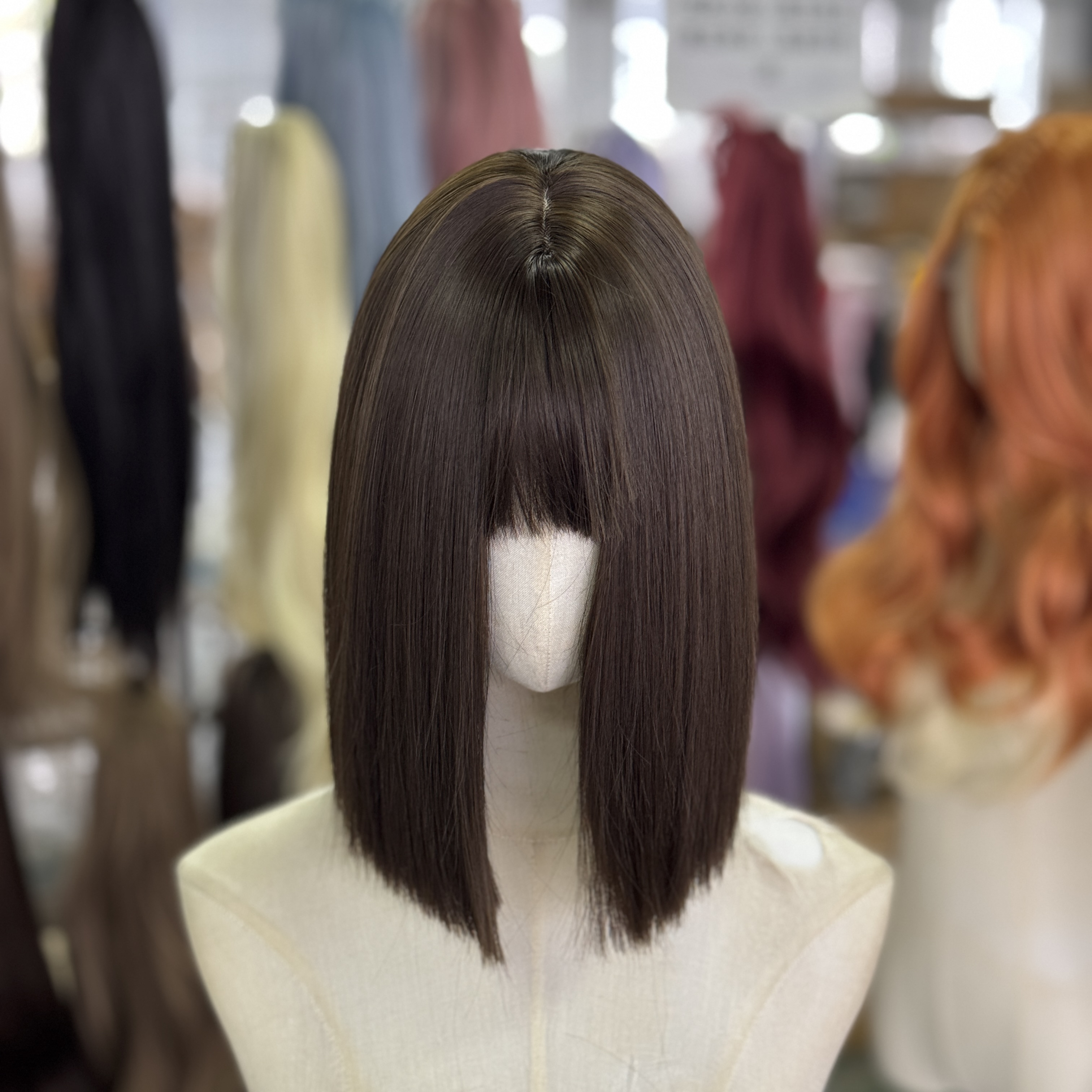 冷棕色一刀切短发减龄氛围感cos假发全头套