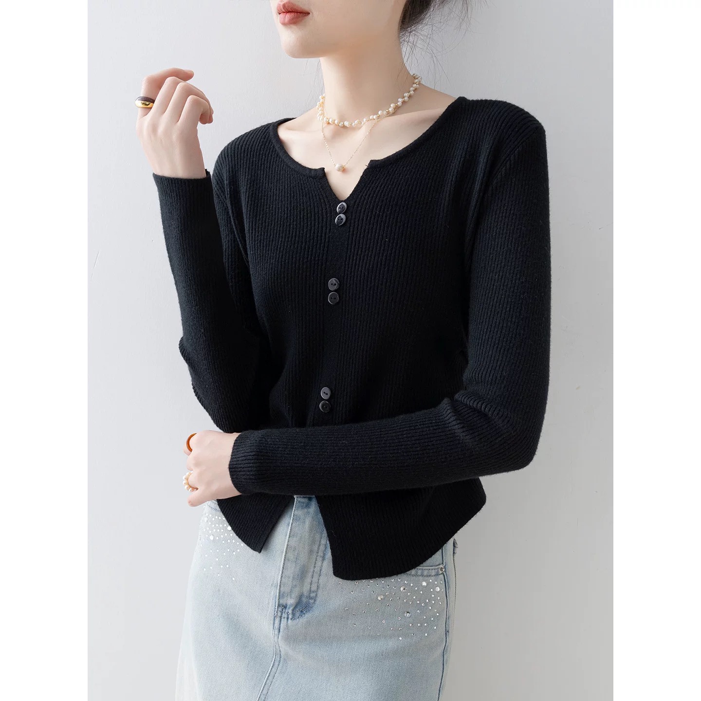 欧若风巨好看的早春穿搭2026新款针织修身长袖春季毛衣打底衫上衣