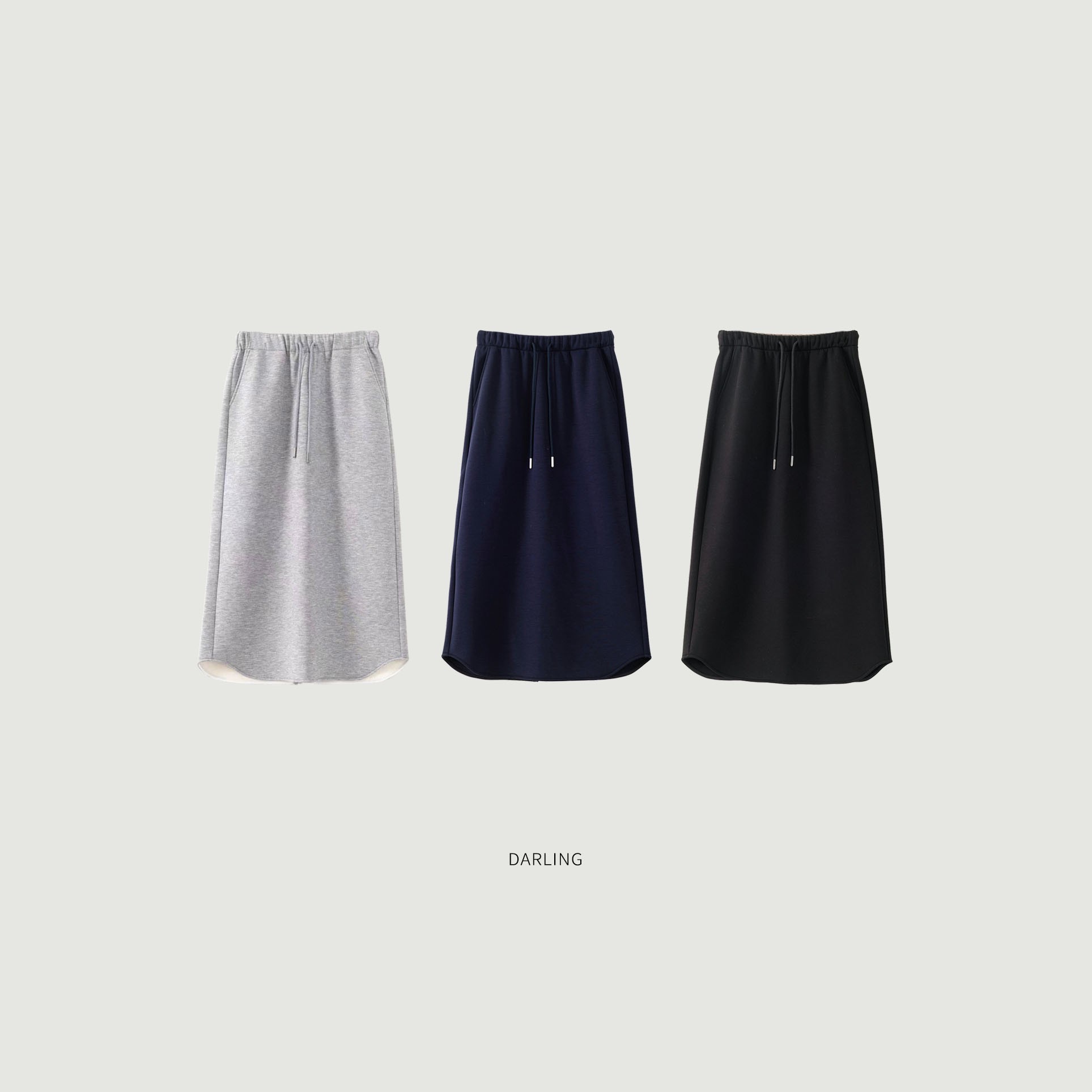 【不退不换】简约抽绳高腰空气层加绒半身裙中长裙2025秋冬