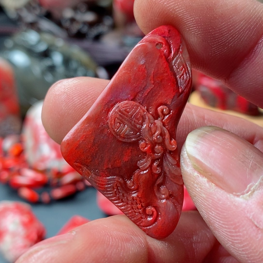 昌化鸡血石简*昌化鸡血石挂件