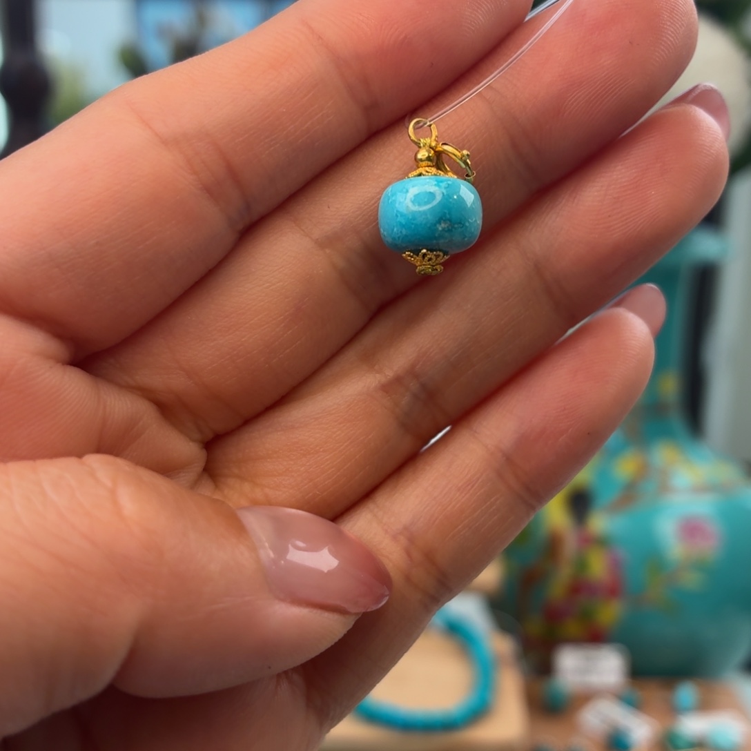 绿松石18K金镶嵌吊坠(不含链)