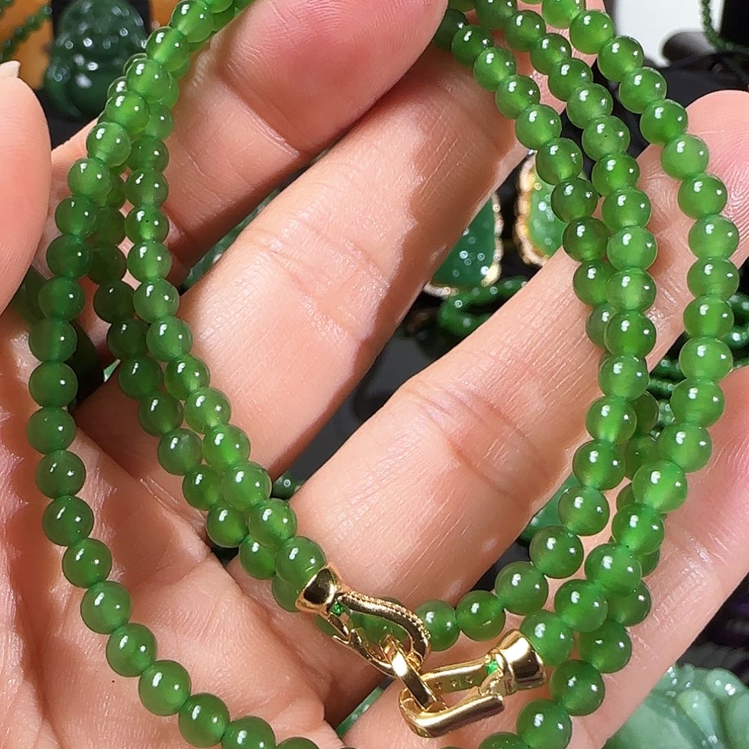 和田玉（碧玉）颈饰银S925镶嵌