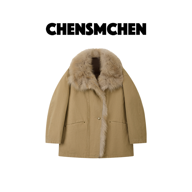 【CHENSMCHENxJCSO】狐狸大毛领中长款90鹅绒派克服CdSY11021NL