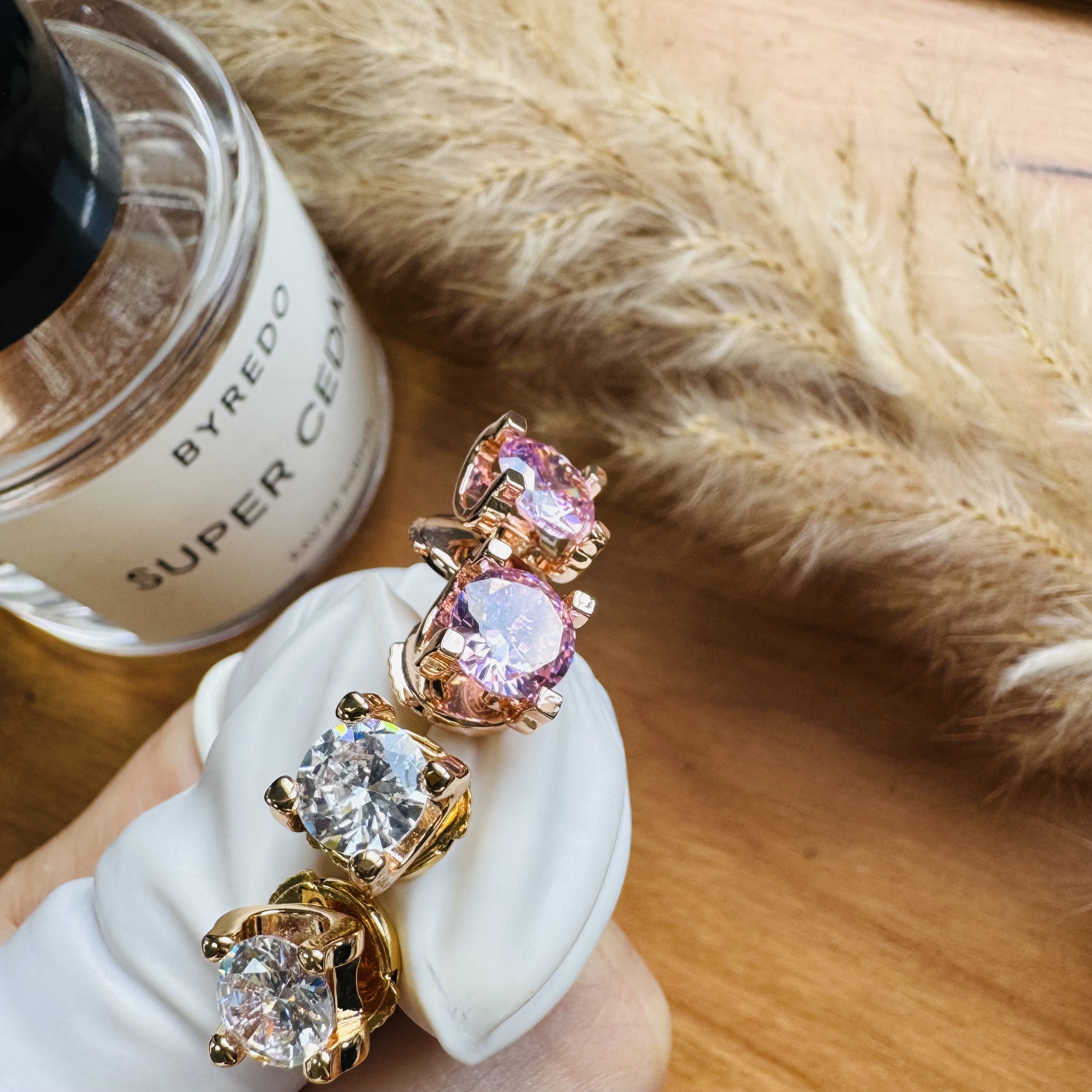 HEFY/HEFY 黄铜莫桑石耳饰 925银针精致小众E508