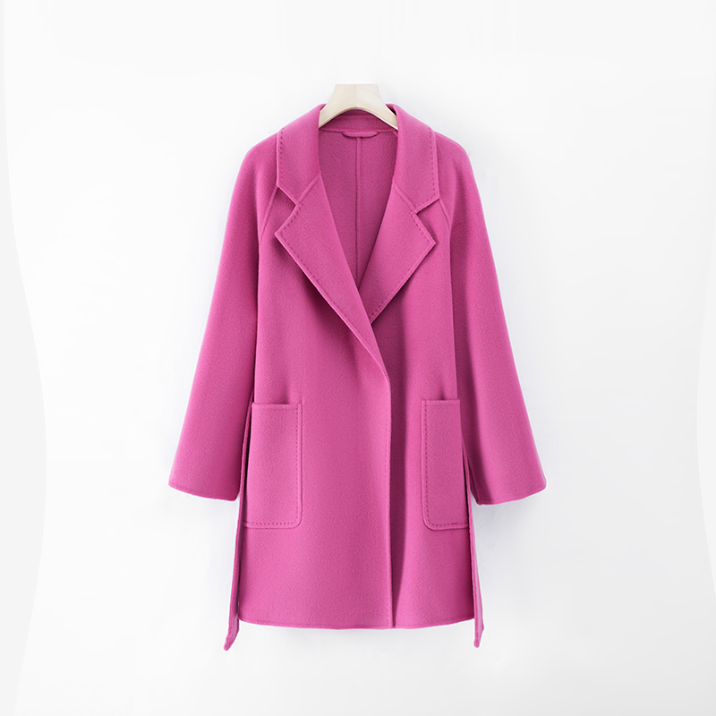 双面呢雅丹风大衣气质韩版时尚宽松显瘦小个子百搭毛呢外套88301