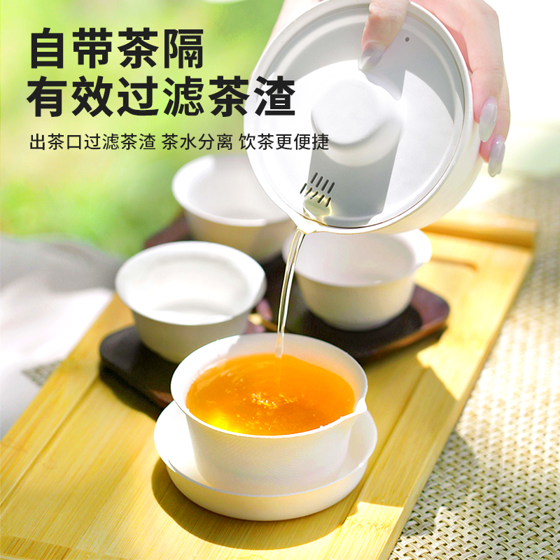 【直播福袋】纤模社一次性环保便携圆形茶具户外露营旅行商务免洗可降解功夫茶具套装聚会好友茶友