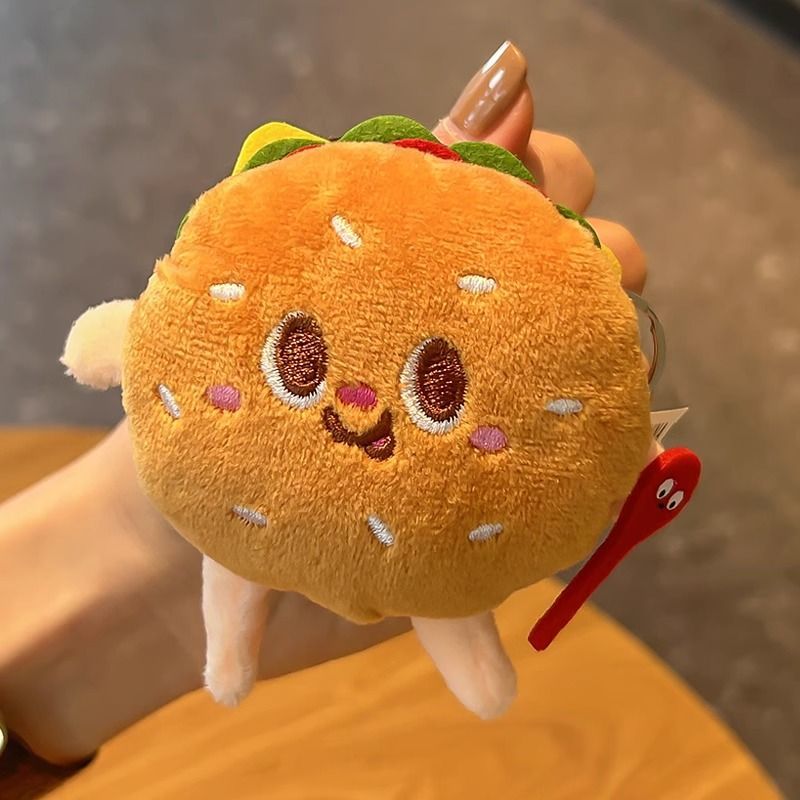 创意薯条汉堡毛绒玩偶学生情侣公仔挂饰钥匙扣