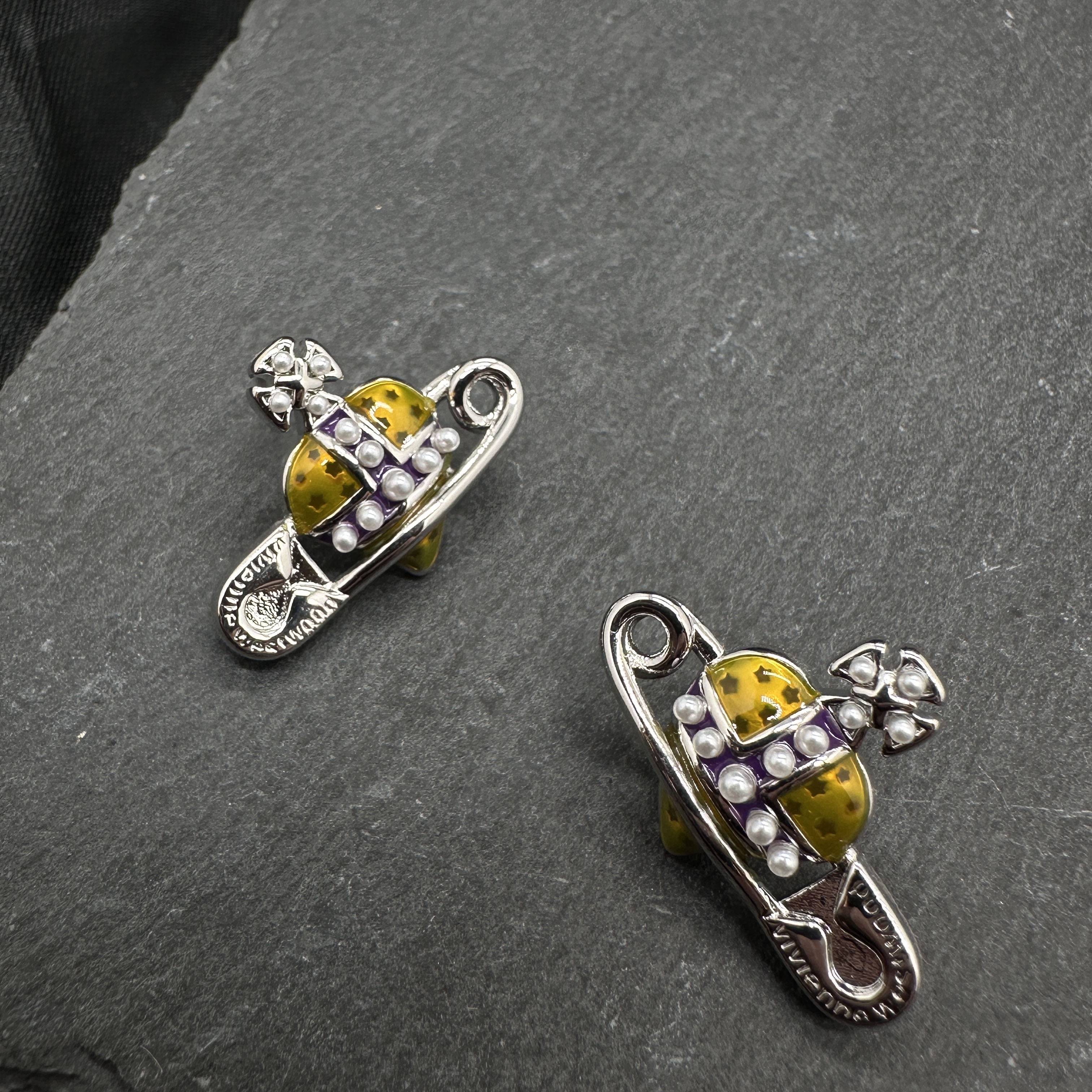 钛钢耳饰 0716 Acc-899复古时尚可爱巴洛克别针耳饰