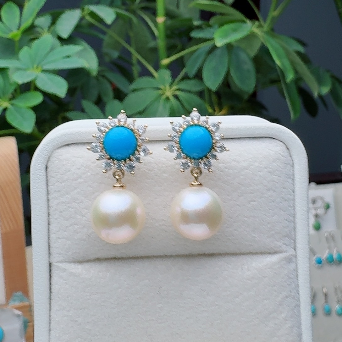 绿松石未镶嵌耳饰耳环