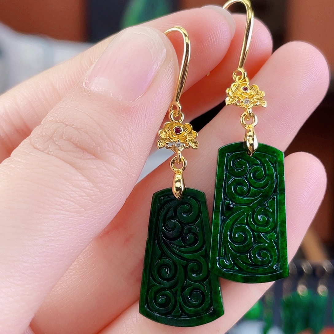 翡翠未镶嵌耳饰饰品