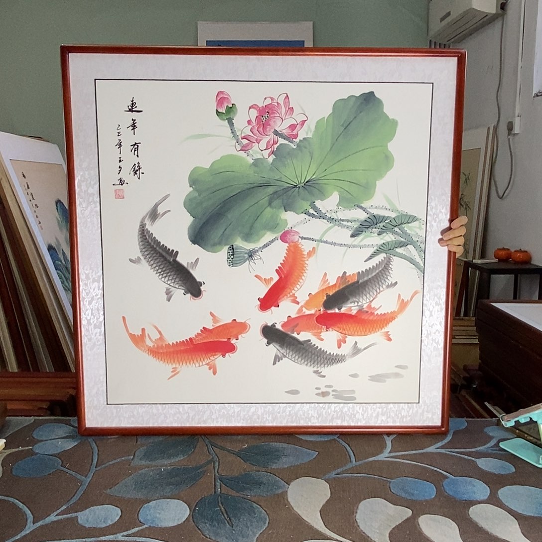 国画82✖️82手写手绘国画作品带框包邮