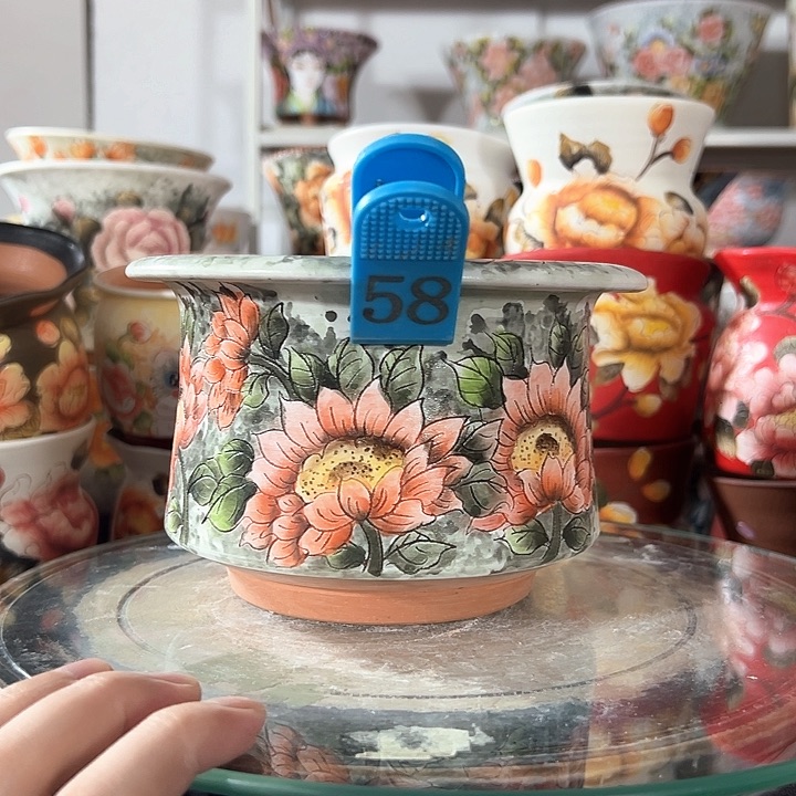 景德镇手绘花盆满38包邮