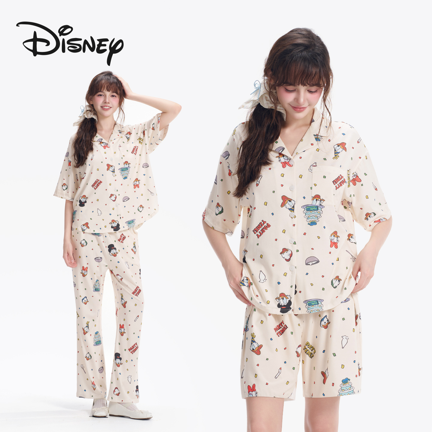 【国补立减5%】Disney/迪士尼莫代尔棉唐老鸭印花三件套睡衣新款