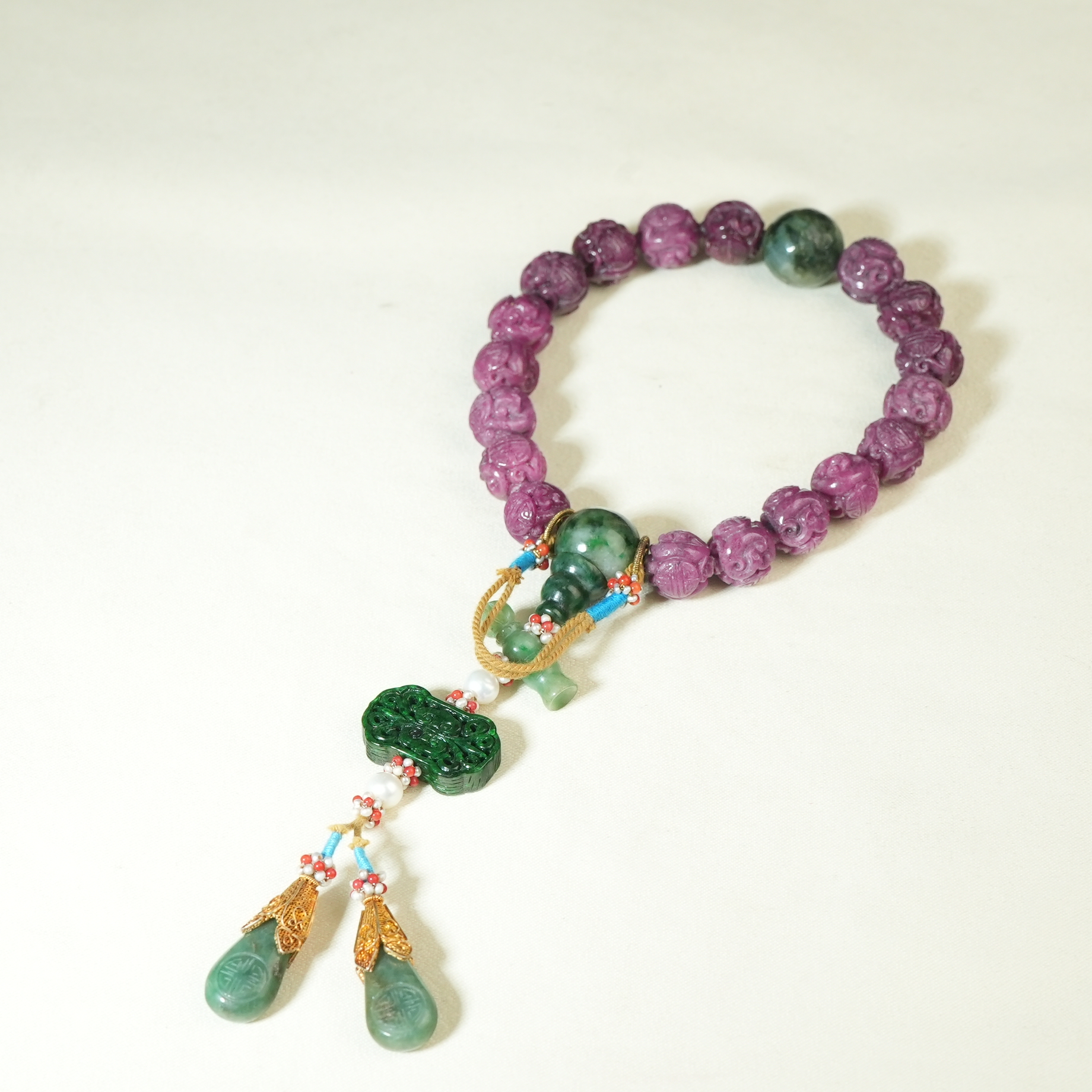 清代红宝石团寿手持【华豫之门】DDK241104032