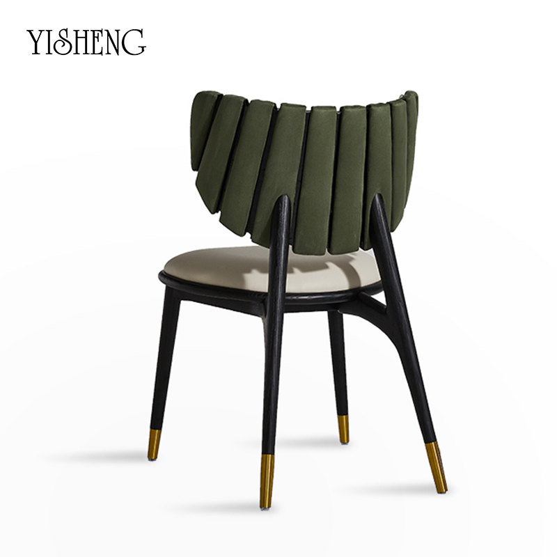 意式轻奢实木餐椅洽谈椅休闲椅家用售楼部会所别墅餐厅设计师椅子