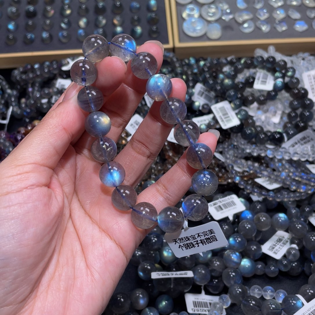 拉长石手链未镶嵌有****胖灰月光手链12.4m