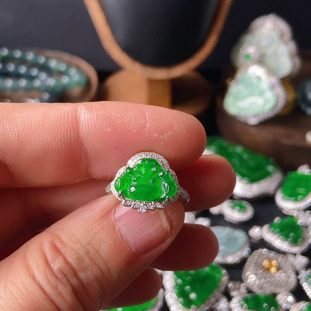 翡翠戒指银S925镶嵌920戒指