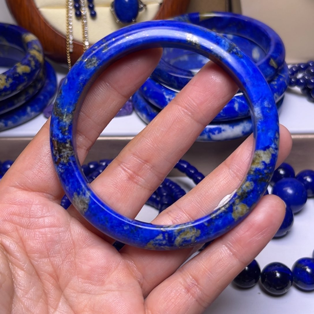 青金石手镯未镶嵌半*纱手镯57m m