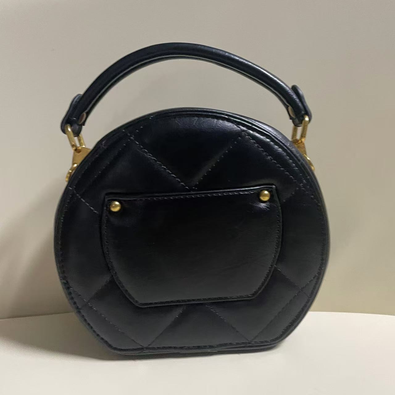 潮流打造真皮女士包链腋下包0230黑色圆饼