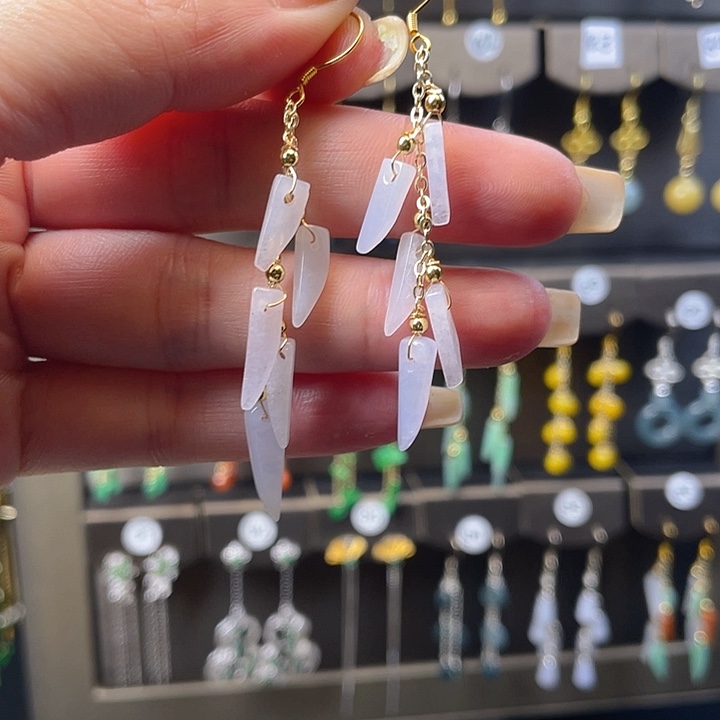 翡翠银S925镶嵌耳坠翡翠