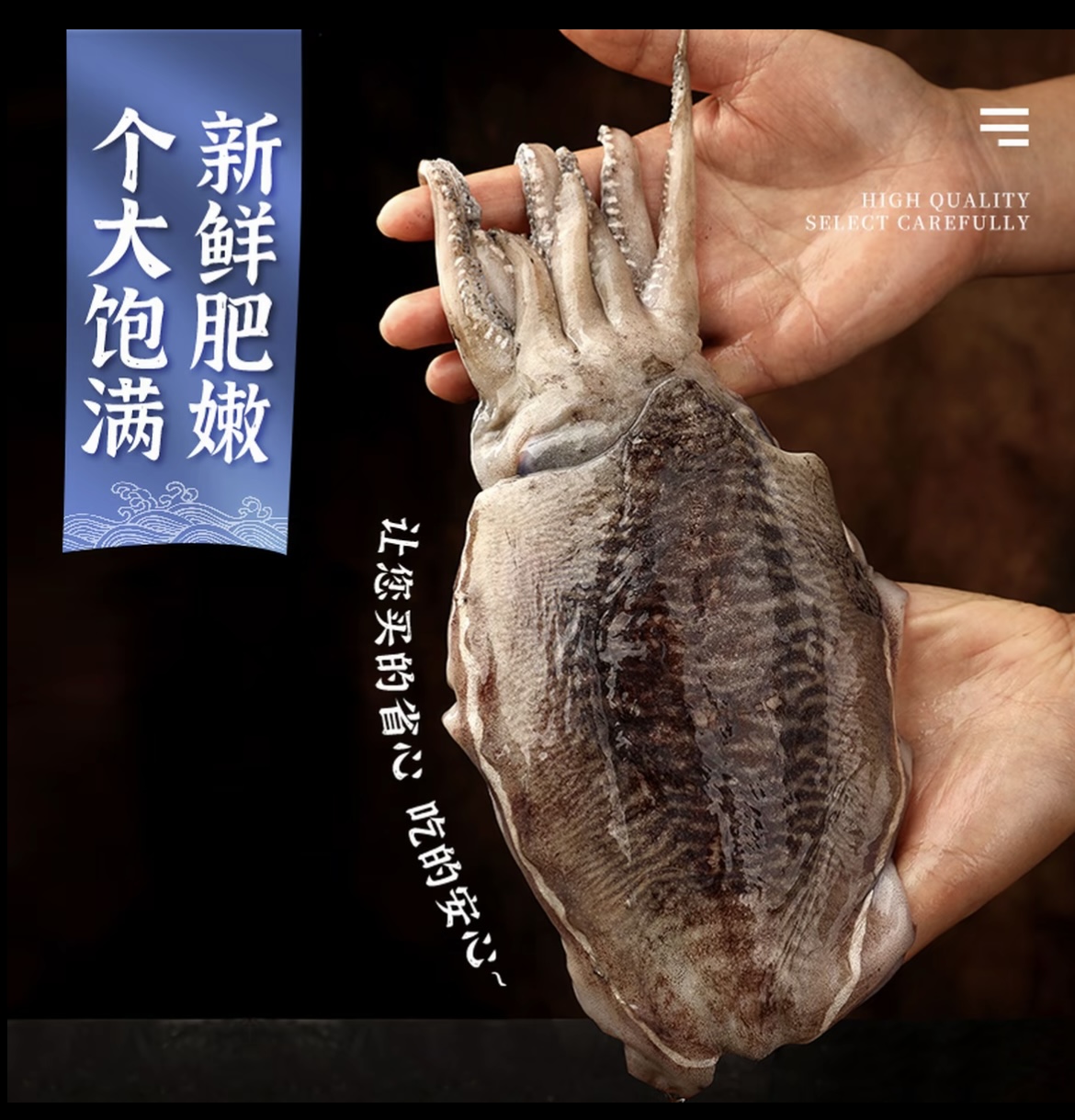 舟山东海野生鱼须鲜嫩冰鲜墨鱼3-4只/斤3斤起拍舟山本地发货冰鲜