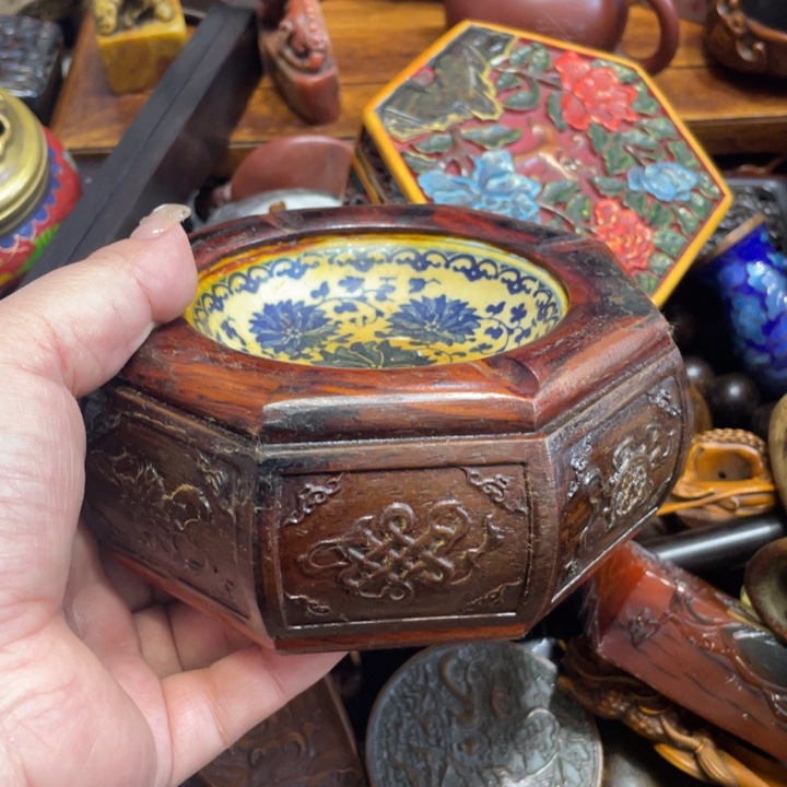 花梨木类端景台陶瓷艺术家的