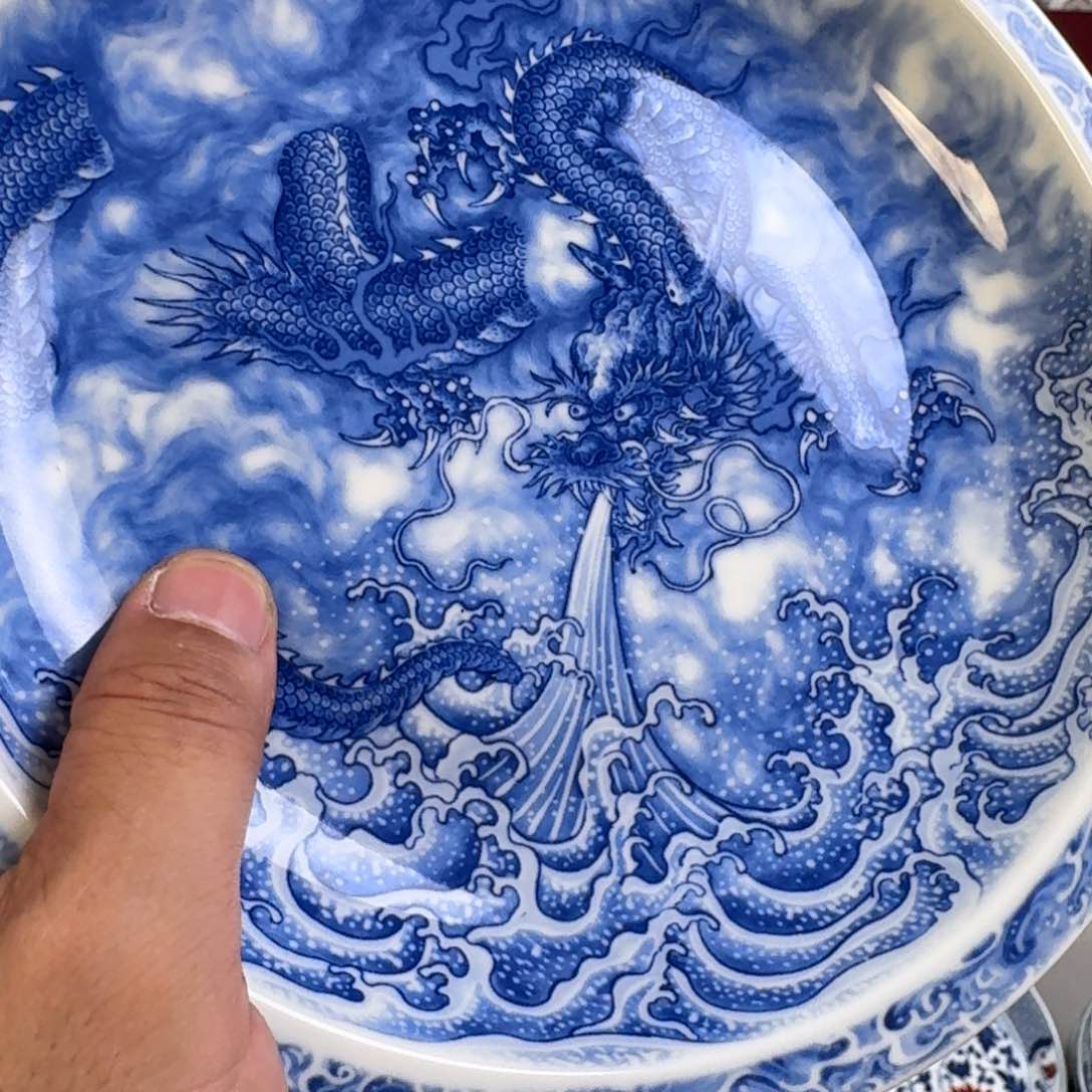 杯青花龙吸水大壶承