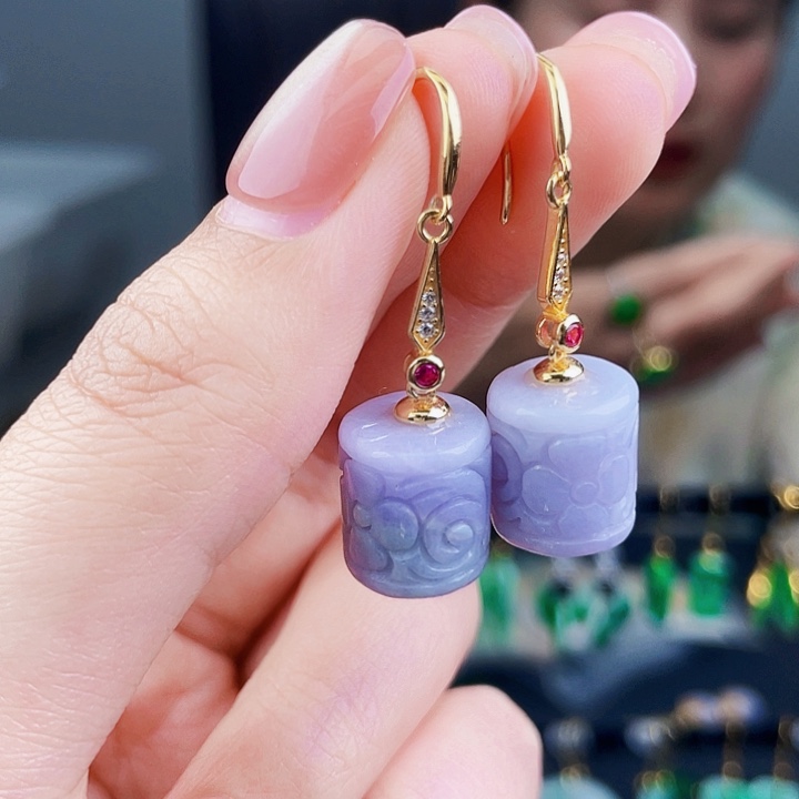 翡翠银S925镶嵌耳饰饰品