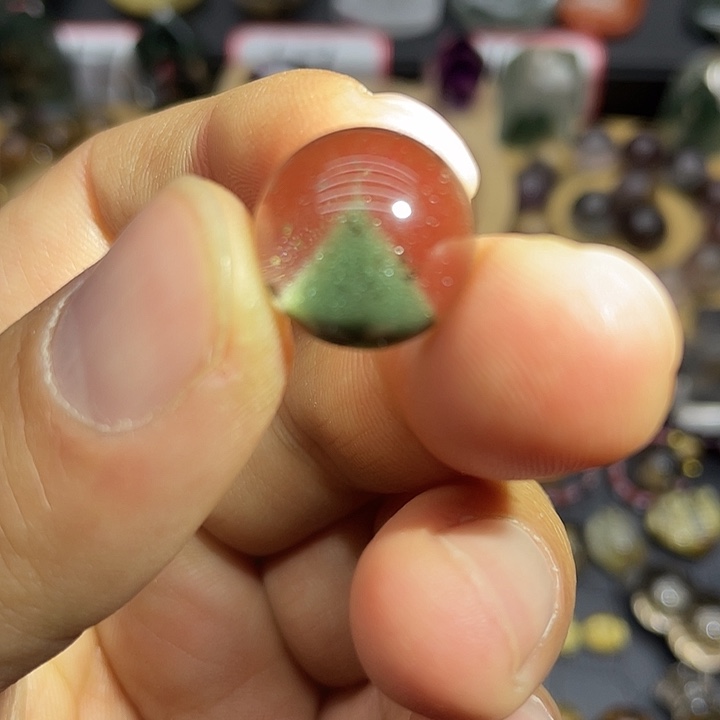 绿水晶颈饰未镶嵌绿幽灵金字塔单珠15mm