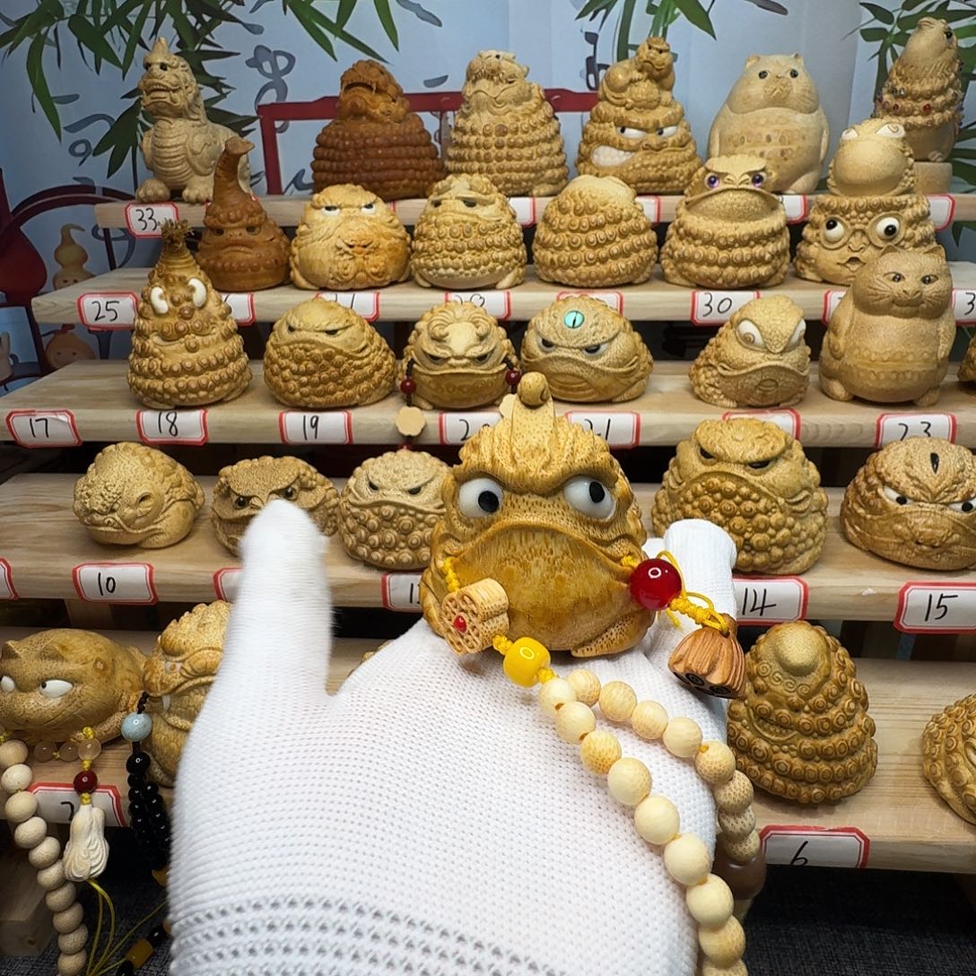 竹竹根雕手工如意火焰眉金蟾