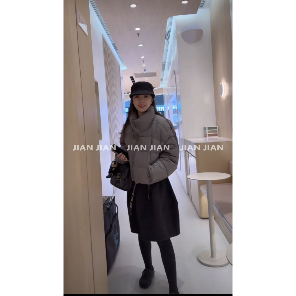 剪剪家【城市猎人】新短款90白鸭绒冬季保暖立领韩版羽绒服S9019