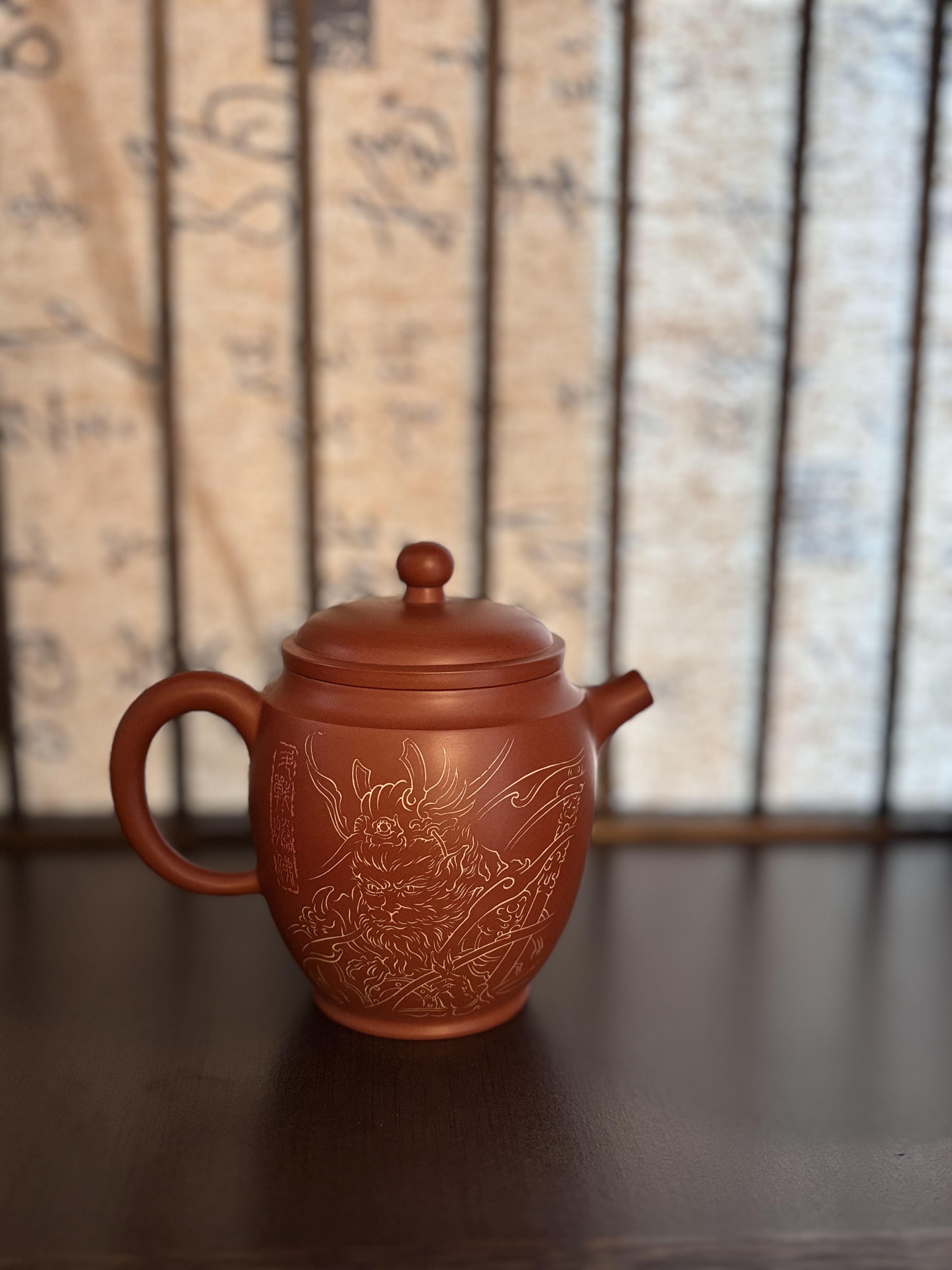 全手工紫陶壶   刻填壶2