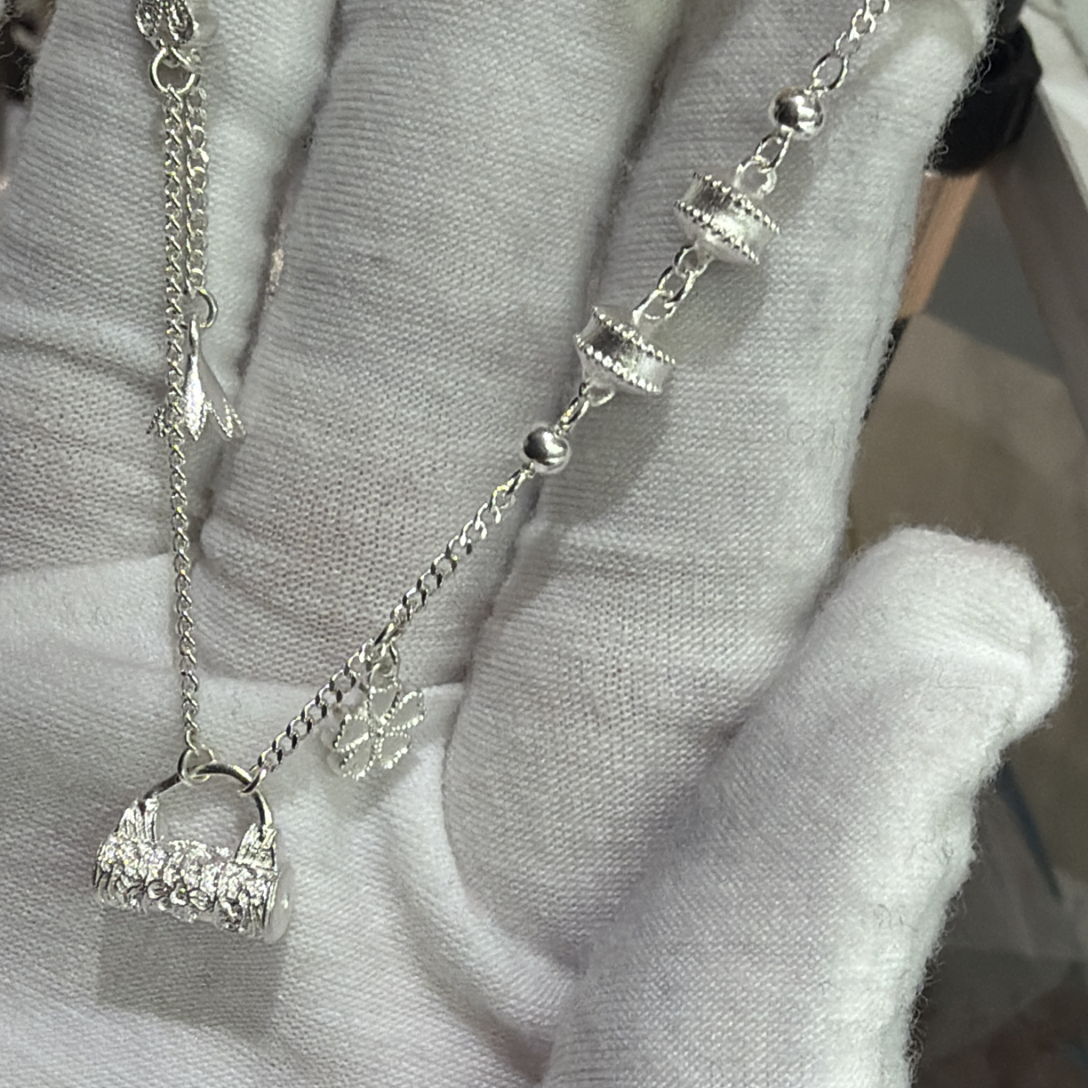 坠链均足银 足银珐琅银吊坠大气高工吊坠国潮珐琅彩坠链