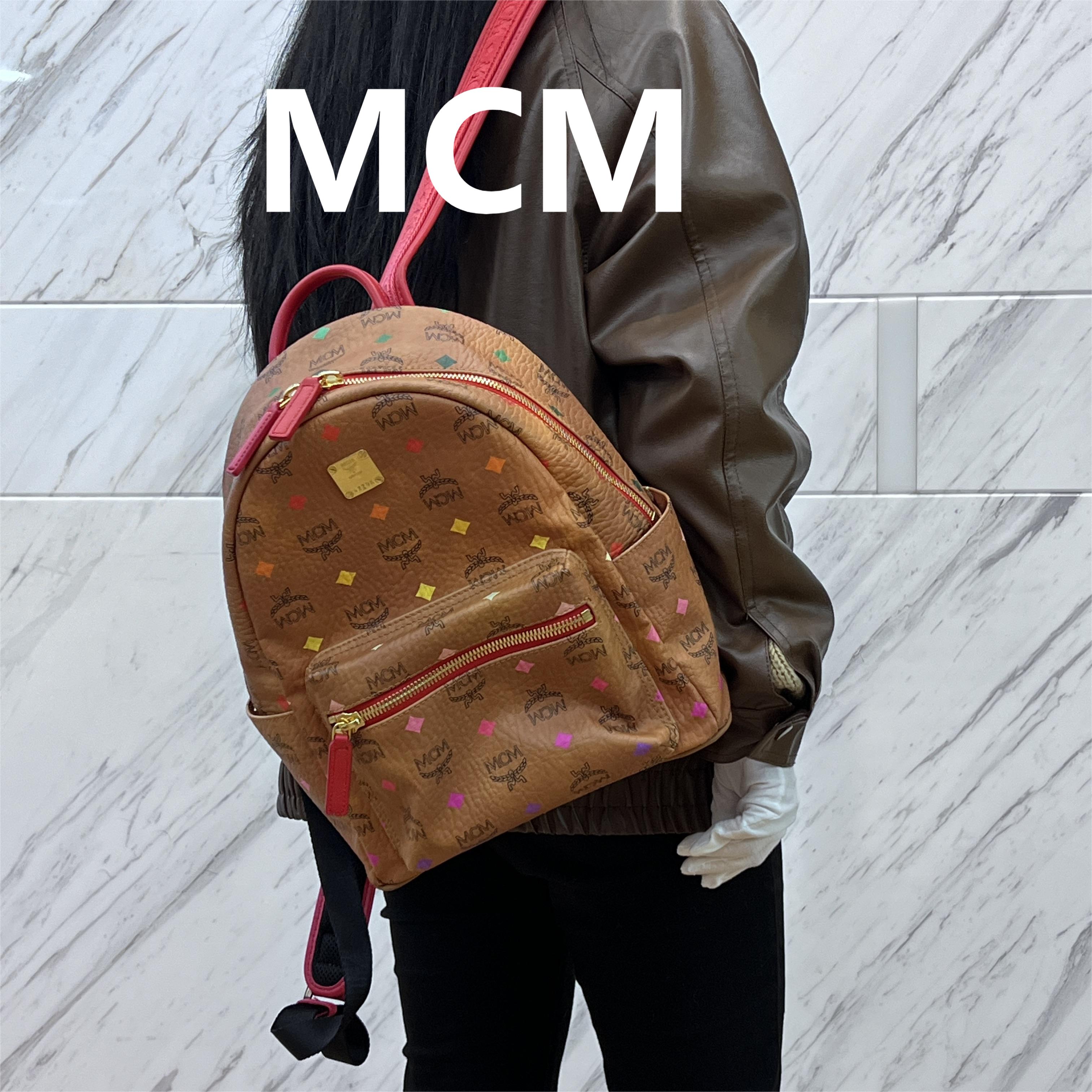 95新 MCM 干邑色中号双肩包/云海优选