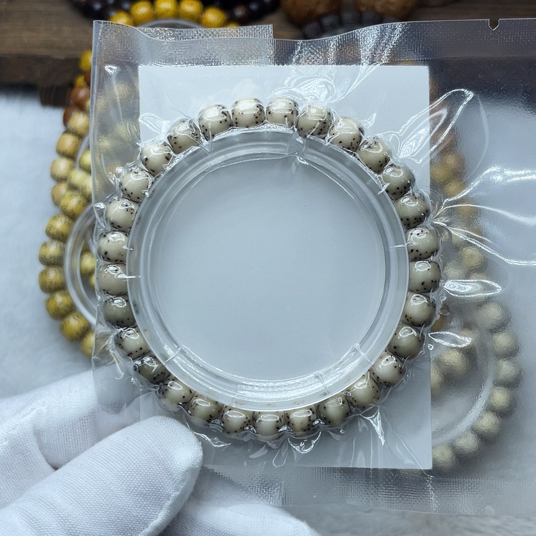 星月菩提手串原生态石玉8✖️7通体留白