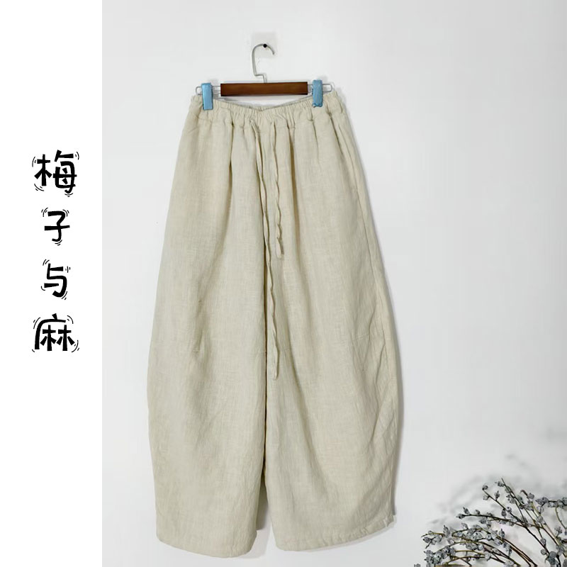 【大梅子推荐】设计款亚麻休闲棉裤JG9293A（裤长93 臀围130） 