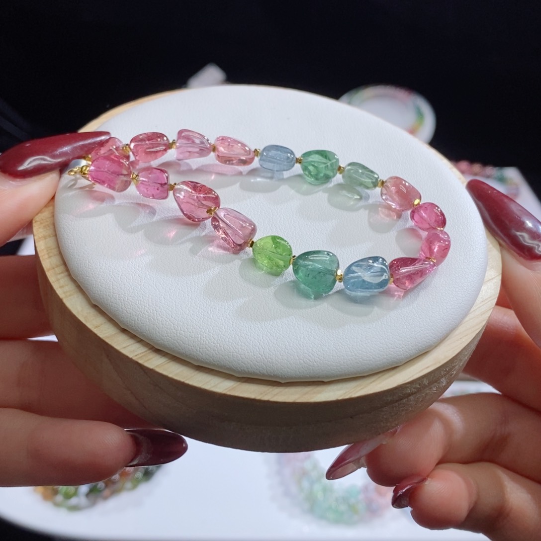 碧玺手链未镶嵌糖豆