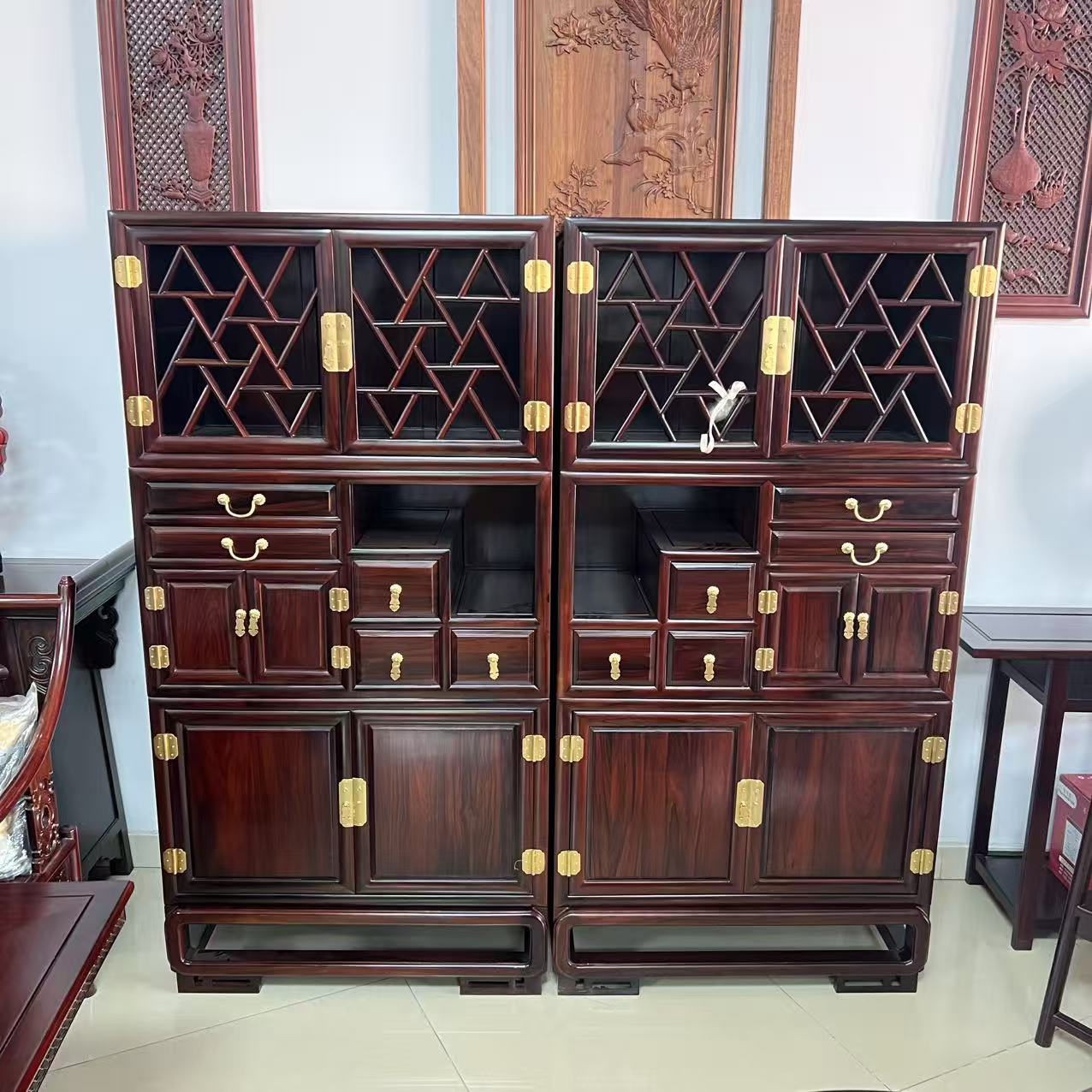 酸枝木 双开门多功能组合柜