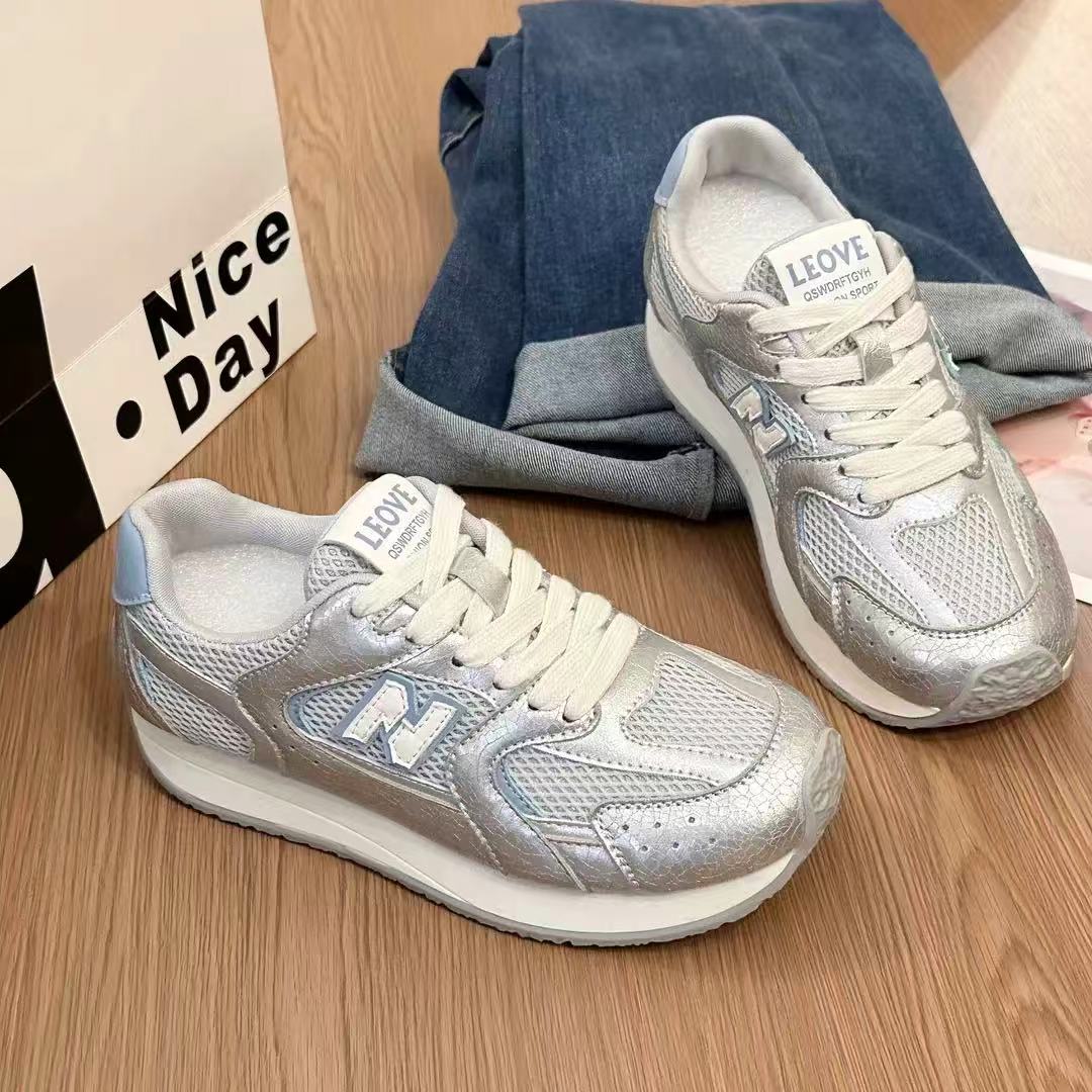 C5715 银色 夏季百搭2025新款厚底时尚休闲运动阿甘鞋