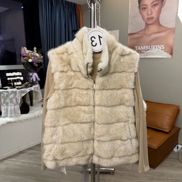 韩系复古立领仿貂毛马甲女冬季新款叠穿百搭马甲