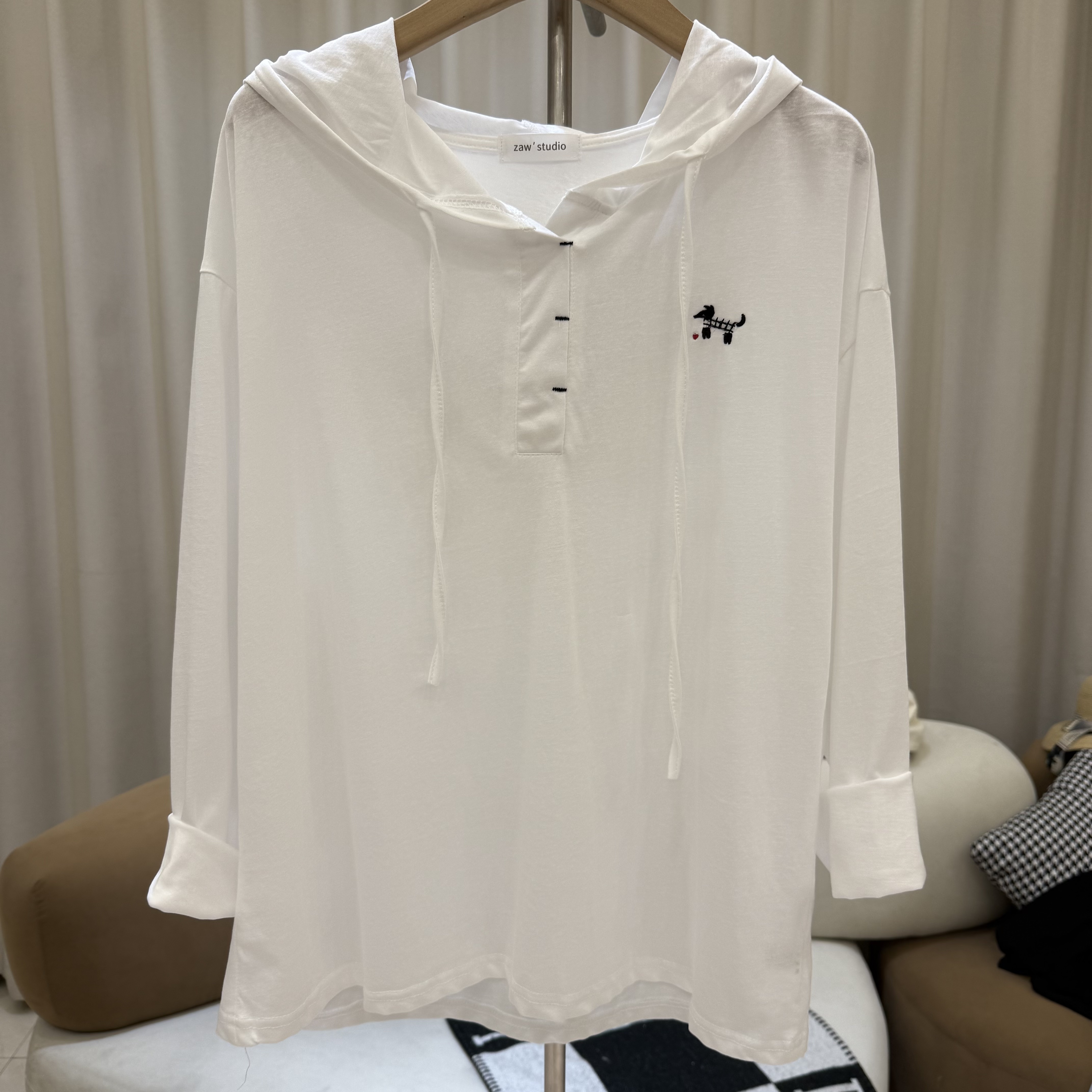 zaw大码夏季薄款防晒长袖卫衣叠穿连帽T恤胖妹妹显瘦休闲百搭上衣