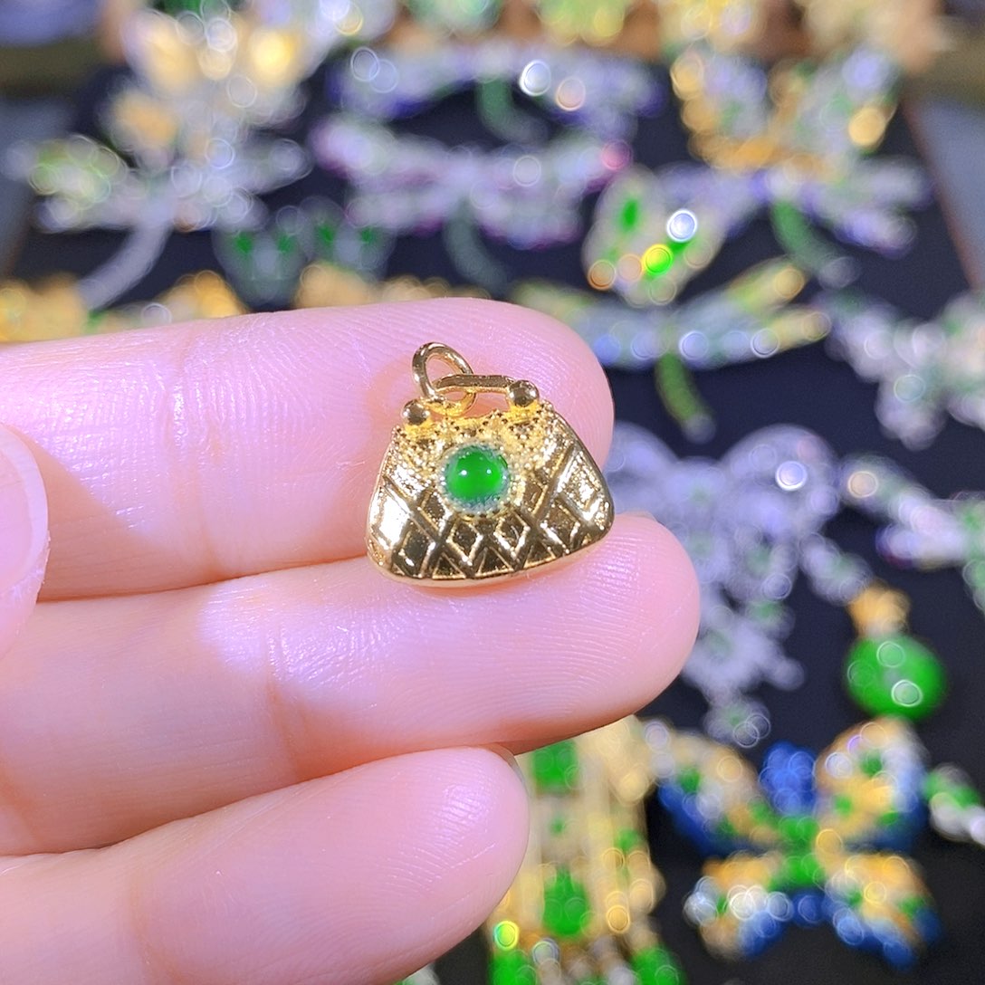 吊坠(不含链)银S925镶嵌翡翠