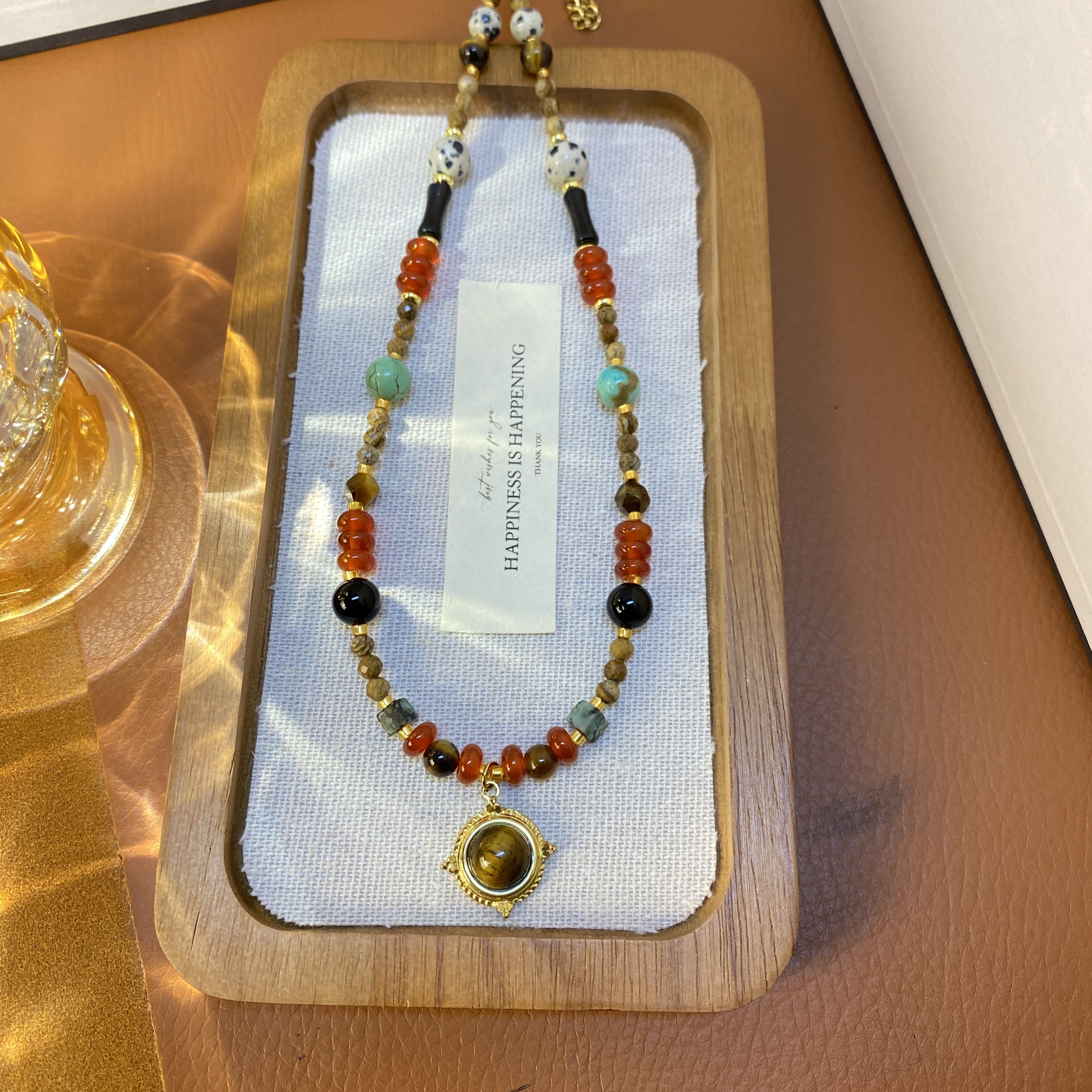 【气血很足】红玛瑙复古港风项链美拉德休闲文艺锁骨链气质百搭