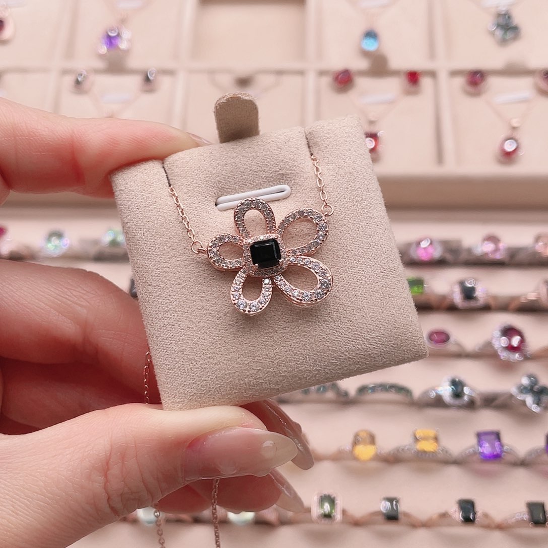 颈饰碧玺银S925镶嵌项链