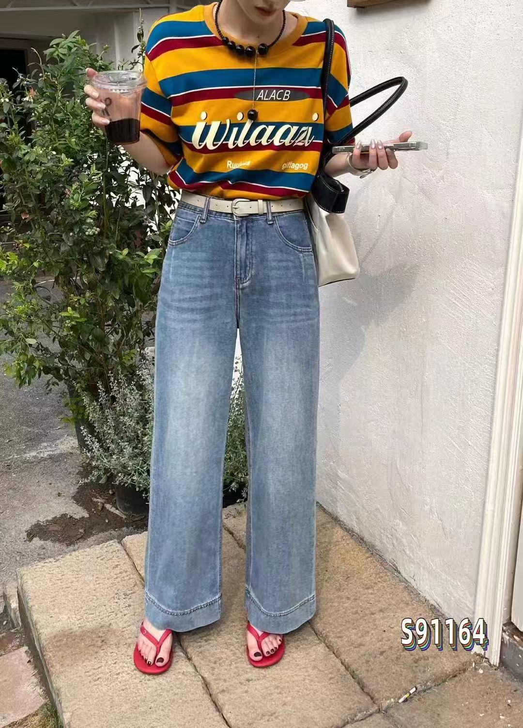 [秀客严选] 91164夏款欧货牛仔九分筒裤