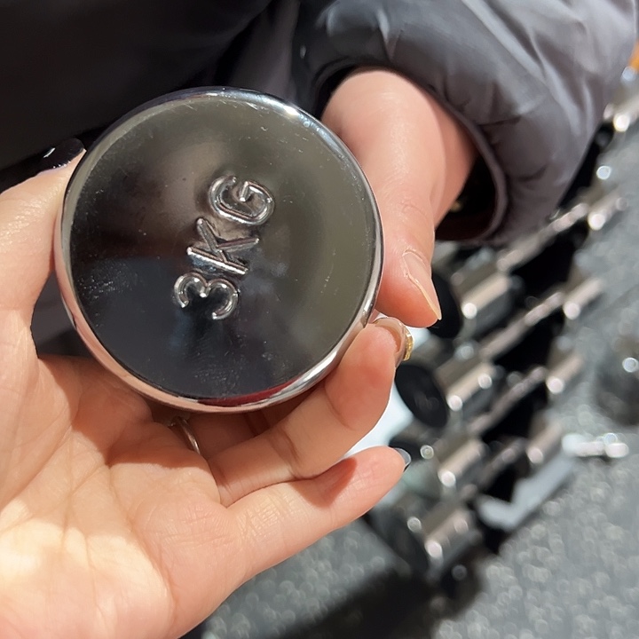 全新电镀纯钢小哑铃3公斤一对