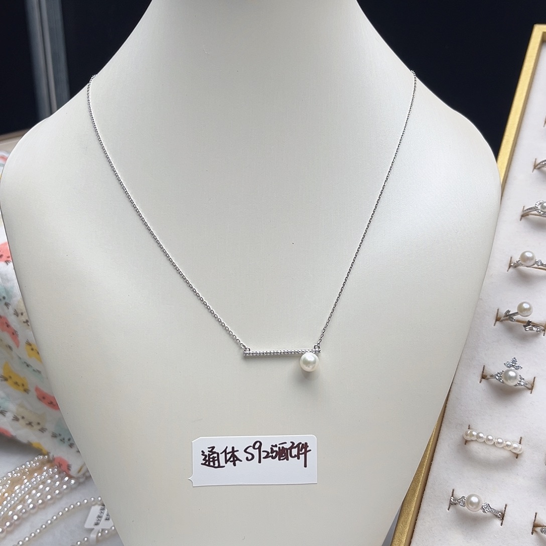 淡水珍珠套链银S925镶嵌